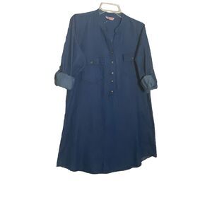 FallingFlowerOld NavyDarkBlueMidi Women’s Shirt Dress LongSleeve ButtonUpSize Xl
